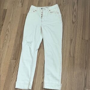 Elegant Cream Straight Leg Jeans for Women